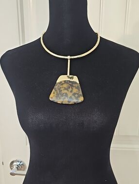 Chici's Gold Tone Necklace with Tortoiseshell Pendant